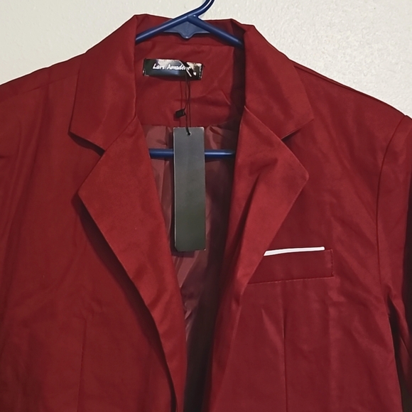 Lars Amadeus NWT sz.M mens maroon blazer sport coat - Picture 3 of 5